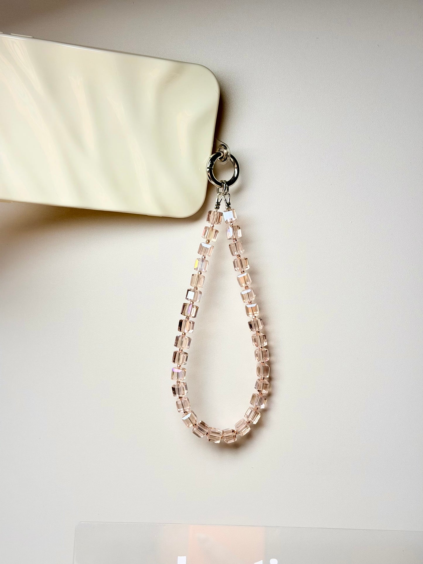 Pink Glow Beaded Phone Strap|Knotive