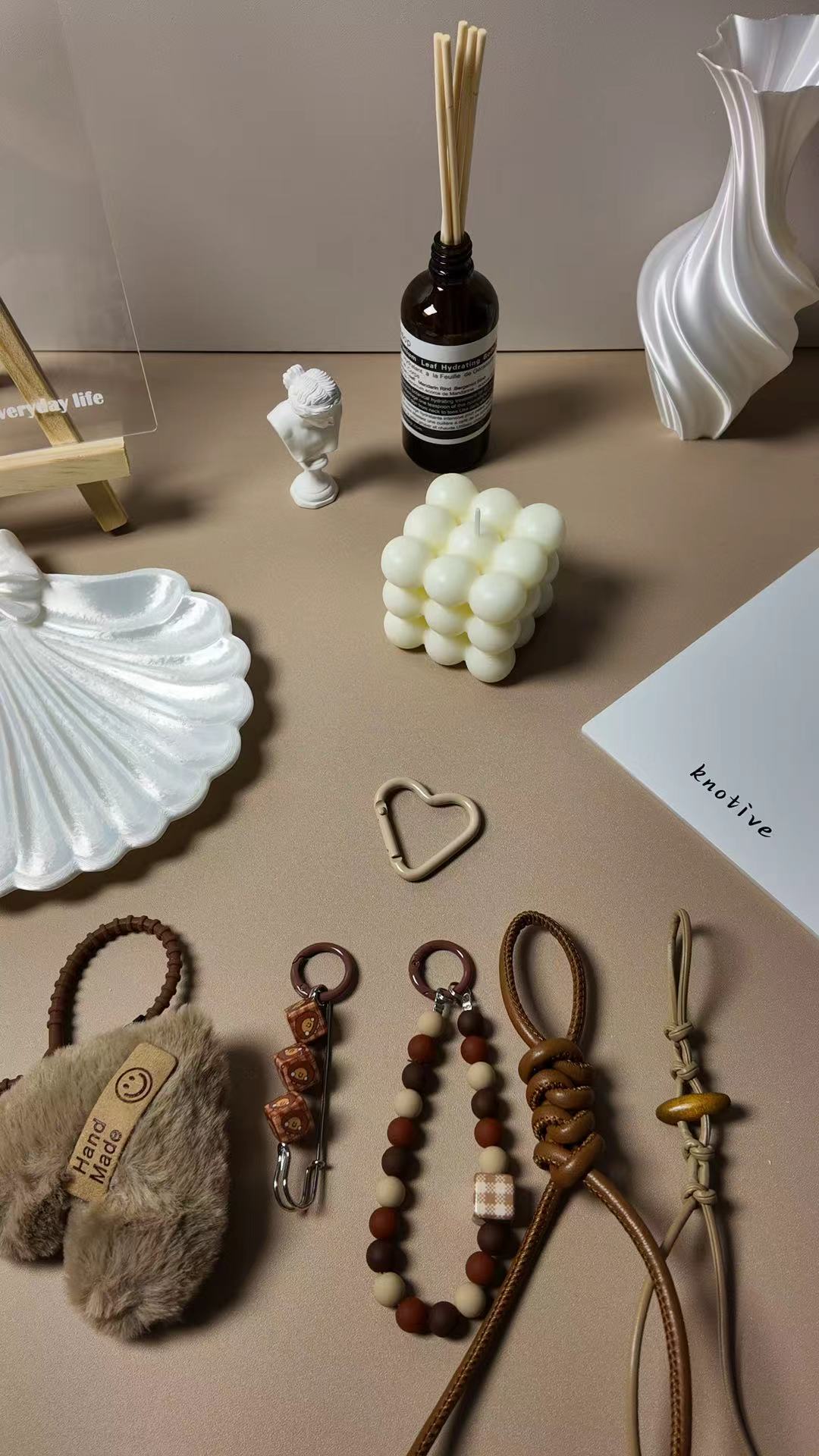 Warm Brown Heart Bag Charm | Knotive