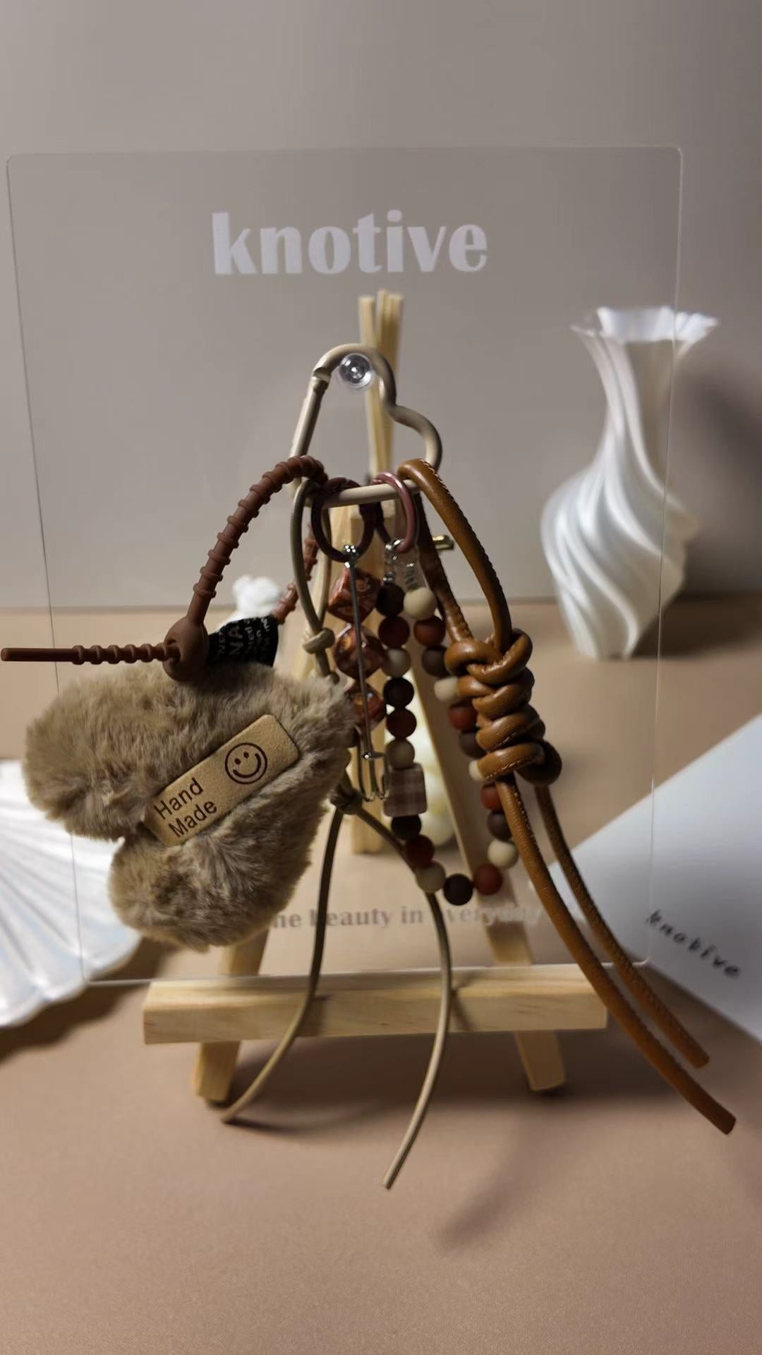 Warm Brown Heart Bag Charm | Knotive