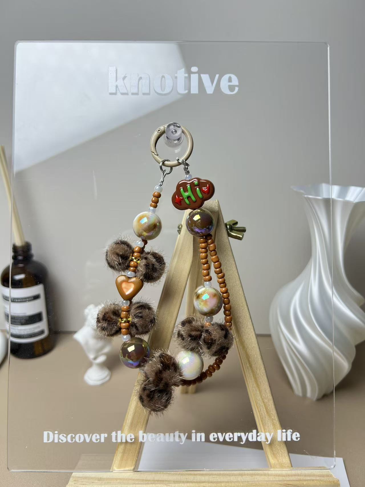 Leopard Print Pompom Phone Charm | Knotive
