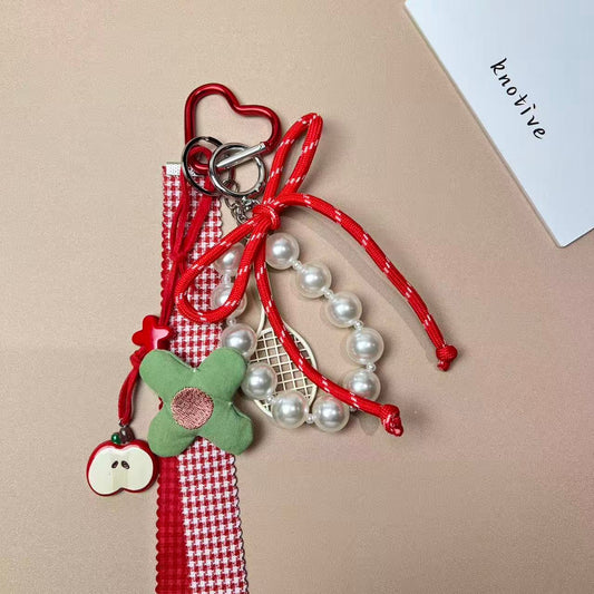 Tennis Racket Pearl Bag Charm | Knotive