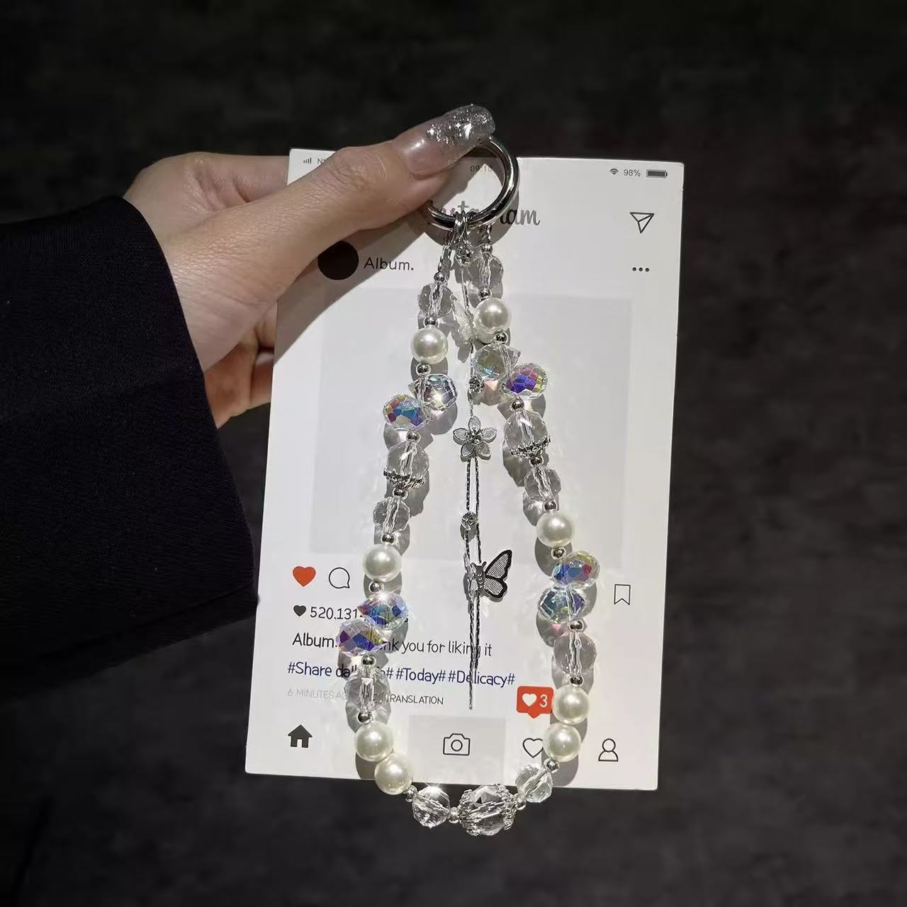 Pearl Butterfly Phone Charm | Knotive