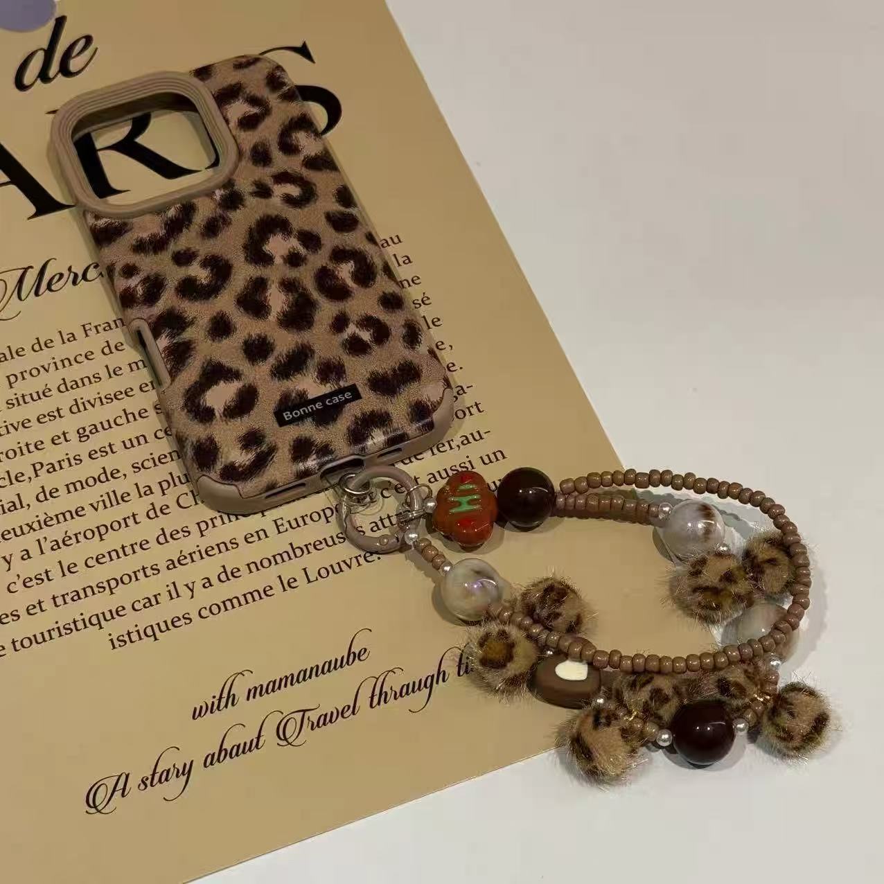 Leopard Print Pompom Phone Charm | Knotive